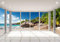 decomonkey Premium Fototapete Strand Meer 350x256 cm XL Tapete Fototapeten Vlies Tapeten Vliestapete Wandtapete moderne Wandbild Wand Schlafzimmer Wohnzimmer Fensterblick Landschaft Natur