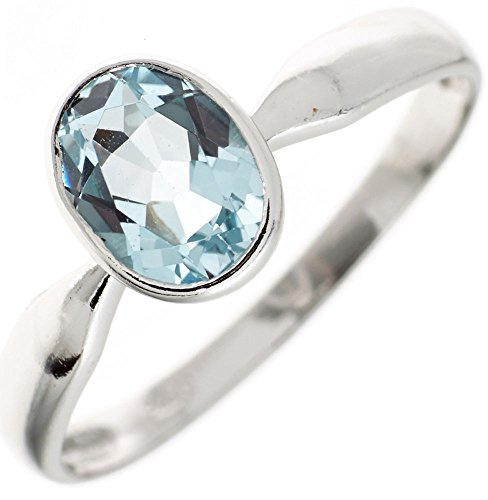 Ring Damenring mit Topas Blautopas 925 Silber Sterlingsilber oval