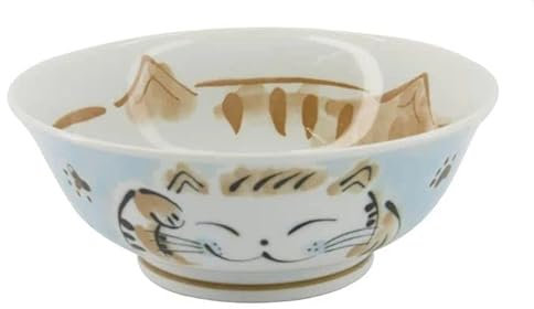 Tokio Bol design japonais pour chat Kawaii Cat Tayo Black Green Blue & Pink | Nippon porcelaine, ramen, riz, nouilles, soupe | Bol mignon pour chat (Fuku Cat Blue 20 x 8 cm, 1000 ml)