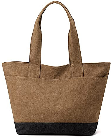 GKDFK Bolsas de mano para mujer con cremallera, bolsos grandes de lona de viaje para mujer, para ir de compras, trabajo y playa (marrón), Marrón, Large