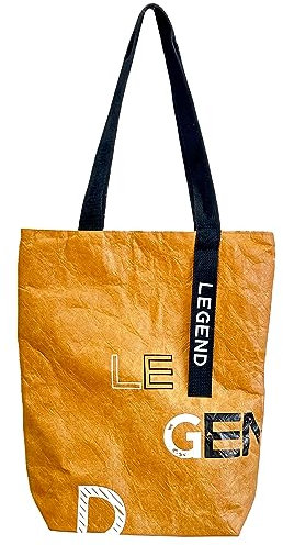 LowCarbonLife Tyvek Schultertasche mit Magnetknopf & Reißverschlussfach – wasserfest, reißfest, leicht & vegan – stylische Umhängetasche Unisex für Alltag & Reisen – Design „LEGEND“ Braun