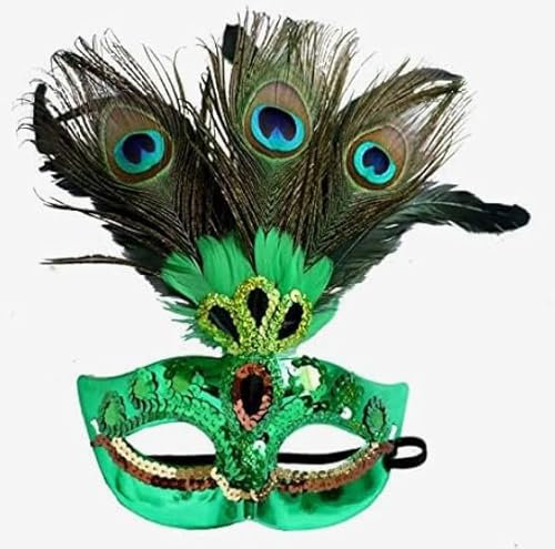 JIAHG Damen Federmaske Venezianische Maskerade Maske Halloween Karneval Abschlussball Augenmaske Cosplay Kostüm Gesichtsmaske Ostermaske mit Federn