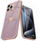 Teageo for iPhone 15 Pro Max Case with 2 Screen Protector Heart Pattern for Women Girls Luxury Bling Plating Soft TPU Anti-Scratch Shockproof Bumper Phone Case for iPhone 15 Pro Max, Lavender