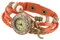 Taffstyle Damen Armbanduhr mit Libelle Lady Vintage Retro Quarz Designer Uhr Elegant Klassisch Modern Damenuhr Frauen Gold Orange