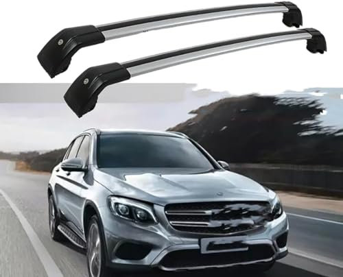 FILUNO Dachträger aus Aluminium für Mercedes Benz GLC SUV X253 2015-2022, Dachträger Abschließbar Lastenträger Querbalken Relingträger Rostbeständig Aluminium Dachgepäckträger,C-Silverblack
