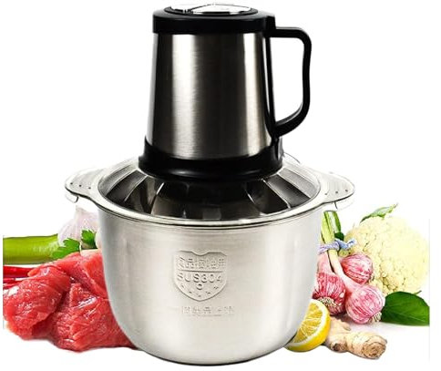 Hachoir Électrique 5 L, 3 Vitesses Disponibles, Robot Culinaire Puissant En Acier Inoxydable 800 W, Machine De Cuisine Pour Viande, Légumes, Fruits, Oignons, Noix Et Œufs