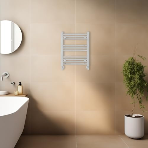 Warmehaus Contemporary Straight Bathroom Ladder Radiator Heated Towel Rail Chrome Towel Warmer Central Heating 600 x 500mm