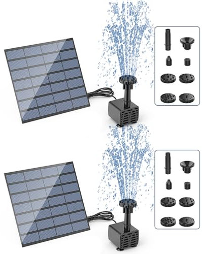 AISITIN 2 x Solar Fountain 2024 Outdoor Garden Solar Fountain DIY Pump with 6 Nozzles for Ponds, Bird Baths, Patio, Decoration