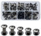 SHSMPXOY 100 Set Rivetti a Vite, Rivetti Chicago M5*4/6/8/10/12mm Viti Chicago Screws Chicago Book Viti Chicago di ricambio in Metallo per Borse, Libri, Collari, Zaini, Guinzagli (Nero lucido)