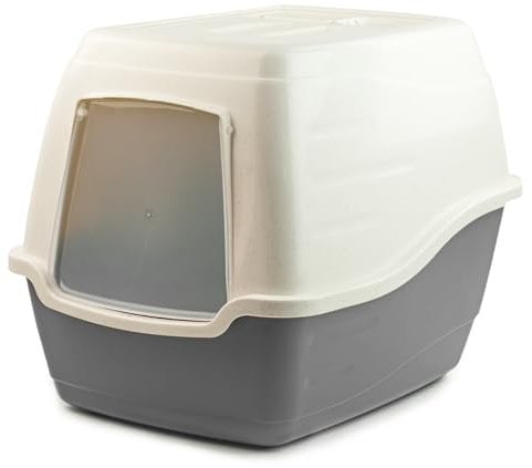 KCT Enclosed Hooded Large Cat Litter Box/Tray/Pet Loo - Grey