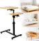OHMG Beistelltisch Mit Rollen, Höhenverstellbarer Pflegetisch, Computertisch, Laptoptisch, PC Tisch für Büro, Betttisch Pflegebett, Schreibtisch (Holz 70.44.65/95cm)