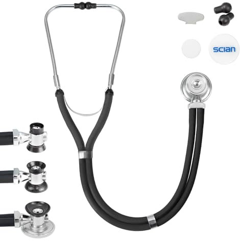 SCIAN Sprague Rappaport Stethoskop für Krankenschwestern, Ärzte, und Heimgebrauch, Multifunktionales Kardiologie Stethoskop Doppelkopf mit Erwachsenen, Kinder und Kleinkind Wandelglocke (UK-schwarz)