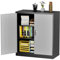 SUPEER Metallschrank mit verschließbaren Türen und Regalen, abschließbarer Stahlschrank mit 2 verstellbaren Regalen, Zuhause, Büro, B 80 cm x T 40 cm x H 90 cm, Montage erforderlich (Schwarz/Grau)