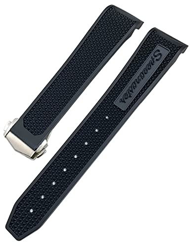EAMOM Damen Herren Uhrenarmbänder für Omega Sxwatch Speedmaster 007 Seamaster 300 AT150 Silikon-Uhrenarmband 22 mm Silikon-Uhrenarmband (Color : Black pointed, Size : 18mm)