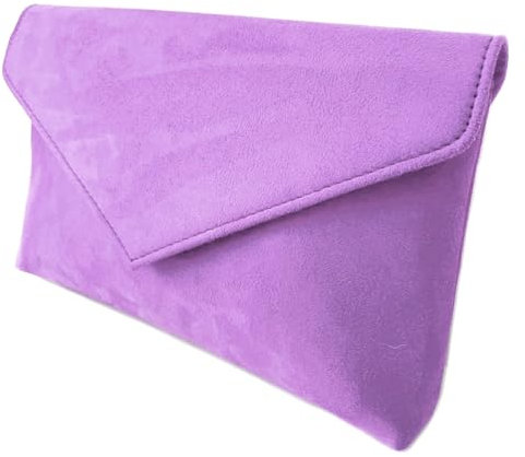 LeahWard Women's Faux Suede Leather Clutch Bag, Clutch Bag For Wedding, Party Evening Purse Handbags For Prom (Lilac)