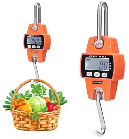 WIYETY Balance numérique suspendue 300 kg - Balance à bagages numérique avec crochet - Mini balance portable avec crochet - Balance numérique LCD pour bagages, ferme, usine, chasse