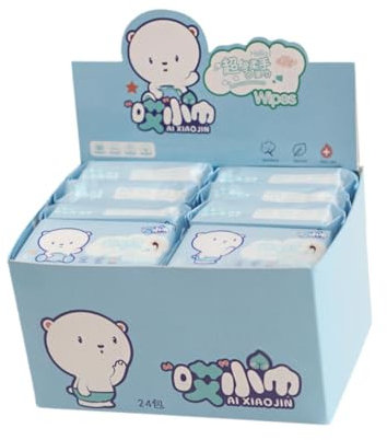 DimyFew Mini Wet Wipes, Biodegradable Wipes Multipack, 8 Count Per Pack, Set of 24, Water Based Flushable Wipes, Toilet Wipes for Everyday Use, Hand Wipes for Adults Children