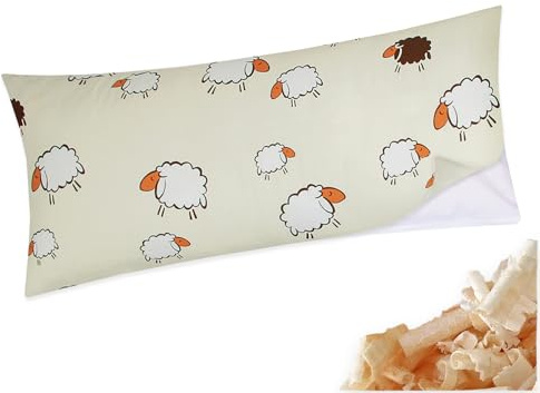 Zirbenkissen 40x80cm mit Inlett - Süße Schafe (Zirbe-99/3-40x80-Inlett) | Gefüllt mit Zirben, Kissen mit Zirbenspäne, Reißverschluss