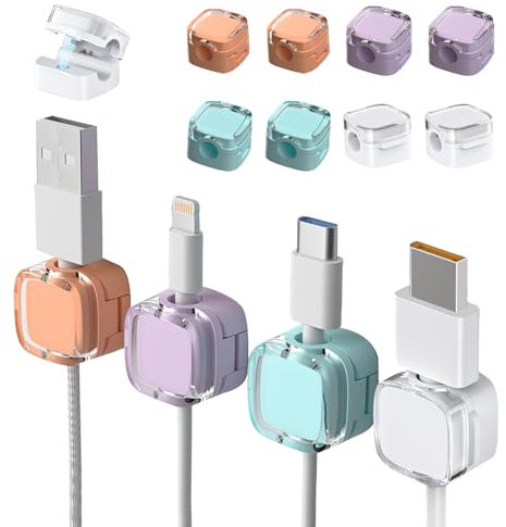 Lot de 8 Clips Câble Magnétiques avec Auto-adhésifs, Organisateur de Câble, Support pour Câbles USB HDMI Alimentation Chargeurs, Range Cable Bureau et Voiture, Gestion de Câbles Organizer pour Maison