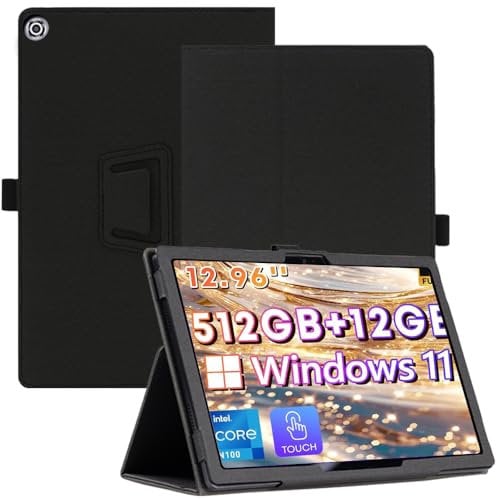 AIJAKO Tablet Case for CHUWI 2024 Hi10 Max 2 in 1 Tablet 12.96 inch, Premium PU Leather Folio Folding Stand Protective Case Cover with Hand Strap Magnet for CHUWI Hi10 Max Tablet 12.96 Inch