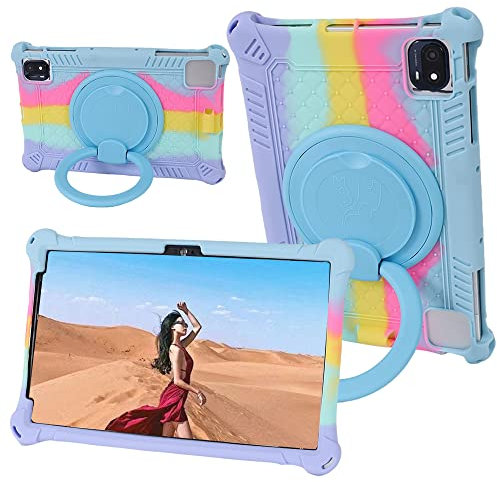 YKWXSC Funda para DOOGEE U9/U10/U10 Pro/T10/T10W Tablet 10,1 Pulgada, Soporte Giratorio 360° y Correa de Mano/el Hombro Silicona antigolpes Funda, Colorido