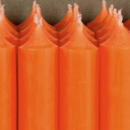 Bütic GmbH Neon Stabkerzen durchgefärbt 180mm x Ø 22mm - Kerzen hochgereinigt, Brenndauer 8h, geruchsneutral, rußarm mit rückstandsfreiem Abbrand, Farbe:Neon Orange, Set mit:4 Stück