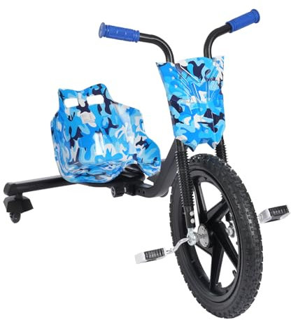 Drift Scooter Kinder Drift Trike Gummivorderrad 360° Drehen Hinterrad mit Lichtern Tretroller für Kinder ab 6 Jahren