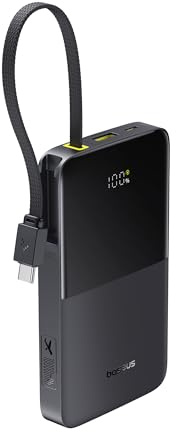 OS-Baseus EnerFill FC51 Bipow2 Pro Digitales Display Power Bank mit integriertem Kabel, 10000 mAh, 22,5 W, schwarz