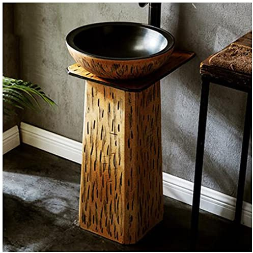 LKHGTR Pedestal Sink Handcrafted Ceramic wash Basin Pedestal washbasin for Indoor and Outdoor 44 x 40 x 80cm (J) Made in China