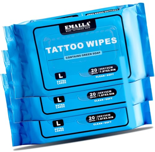 3 Packs Cleansing Green Soap Tattoo Wipes 60 Count Tattoo Aftercare | 20Pcs Each Pack Green Soap Wipe Tattoo Skin Friendly Cleaning Tattoo Aftercare Supplies
