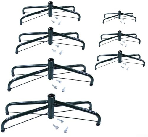 Supporto treppiede pieghevole in ferro per alberi di Natale artificiali 4 1,8 m di altezza con 1 diametro del palo centrale da 63,5 cm, robusta staffa di base in metallo con 3 viti a pollice per un