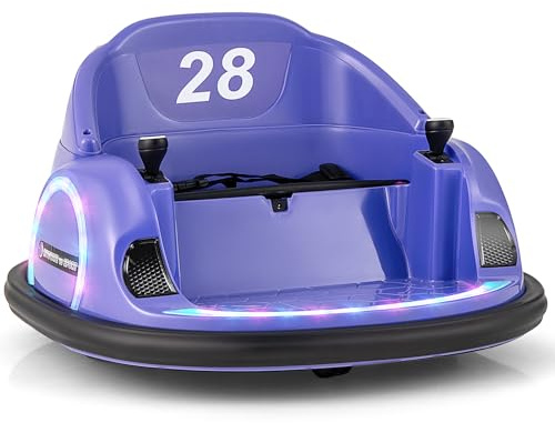 DREAMADE 12V Elektro ferngesteuerte Autoscooter Kinder, Bumper Car mit 360° Drehung, Musik, LED & Bluetooth, Gokart für Kleinkinder ab 18 Monaten mit Sicherheitsgurt & Stoßschutz (Lila)