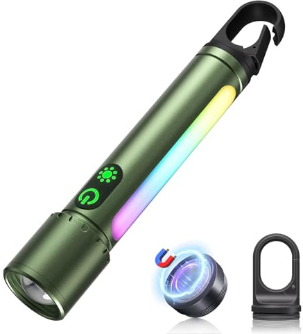 Abosi Taschenlampe LED Aufladbar 500000 Lumen, LED Taschenlampe Extrem Hell XHP90.2 Zoombare & IPX7 wasserdicht, Starke Taschenlampen für Camping, Wandern, Notfälle (1, Grün)
