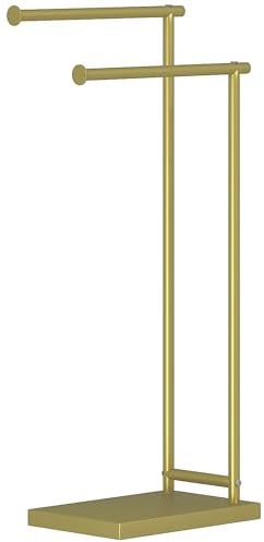 HOMCOM Toallero de Pie de 2 Niveles con 2 Barras 35,5x20x78 cm Dorado