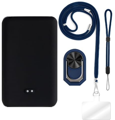 ESACMOT [4 in 1 Hülle Kompatibel mit iPod Classic 80GB(103.5 * 61.8 * 10.5mm) mit Umhängeband, Handschlaufe und Ringhalter, Stoßfeste Schutzhülle Reiseset (Blaues Set)