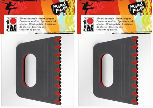 Marabu 0173000000030 - Effekt Spachtel Set, 3 Malspachtel in verschiedenen Formen, für Strukturen und Muster in Farben, Pasten und Gelen (Packung mit 2)