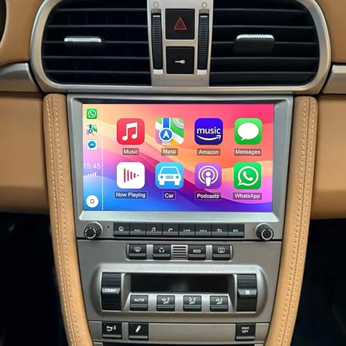 8 Zoll Doppel Din Autoradio für Porsche 911 Cayman 987 Boxster 997 2004-2012 DAB+Radio 4+64G Android 14 Radio Bluetooth Touchscreen mit Carplay Android Auto GPS-Navigation WiFi FM/RDS Rückfahrkamera