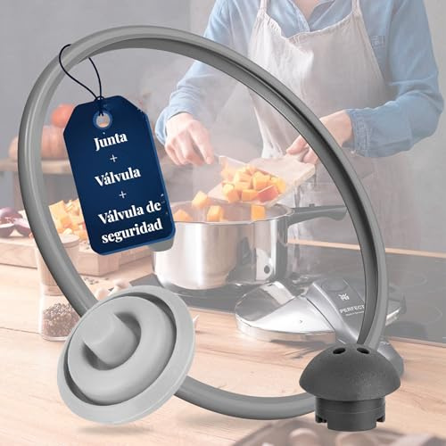 SET Completo Compatible con Junta de Goma Olla WMF Perfect y WMF Perfect Plus Ø22 + Valvula Indicadora de Cocción Ø3 + Válvula de Seguridad | Junta de Goma Olla Express | Apto Para Lavavajillas