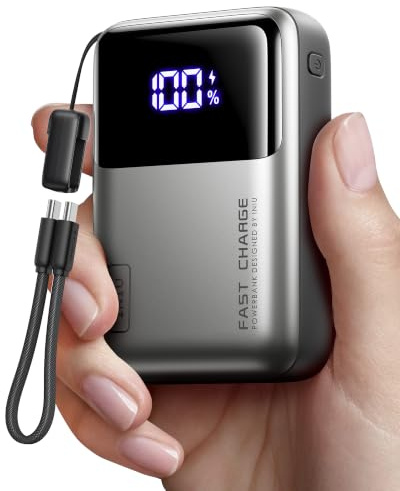 INIU Laptop Power Bank, Smallest 20000mAh 65W Fast Charging Battery Pack | Detachable USB C Cable, Flight-Safe, Travel Essential, Portable Charger for MacBook Pro, Dell, Steam Deck, iPhone, iPad etc