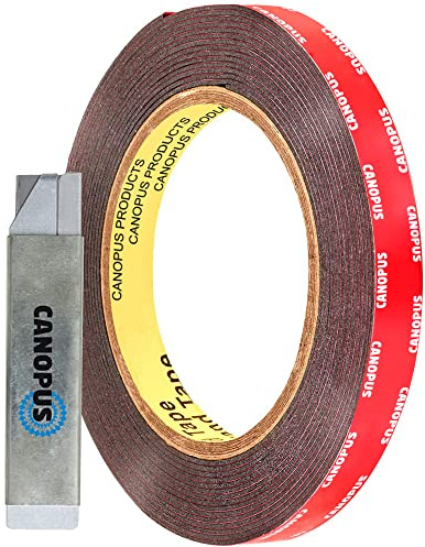 CANOPUS Double Sided Tape 15mm x 3m, 1.1mm Thickness Heavy Duty Mounting | Waterproof Mounting Tape, Strong, for Number Plate, Home Office Decor, Indoor Outdoor and Automotive Use, Black