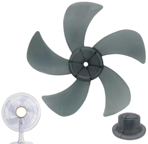 Yaztauho Repuesto De Aspas De Ventilador De 16 Pulgadas | Aspa De Repuesto Para Ventilador De 40 Cm | 5 Aspas Con Tapa Para Tuerca | Fácil Instalación | Para Ventiladores De Pedestal Y Escritorio