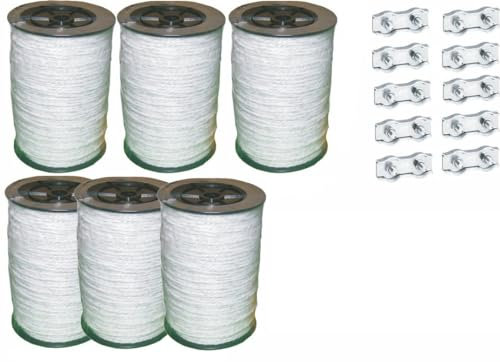 Landkaufhaus Mayer 1200m Weidezaunseil + 10x Seilverbinder + 1x Warnschild Weidezaun Kordel NEU