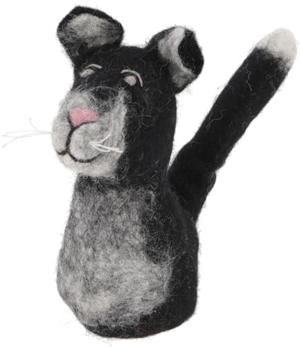 Filz Eierwärmer, handgemachte Filzdekoration, Tier, Katze schwarz | 100 % Wolle, niedliche Tischdekoration, wasser- und schmutzabweisend, handgefilzt, ideal für Kinder