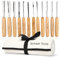 SCHAAF Lot de 12 outils de sculpture sur bois avec étui en toile – Gouges et burins pour débutants, amateurs et professionnels