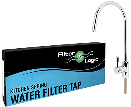 FilterLogic Faucet Quarter Turn Lever Compact Kitchen Sink Drinking Water Filter Tap RO, Swan, Chrome