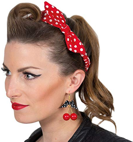 PARTY DISCOUNT Haarband 60er Punkte, rot-weiß