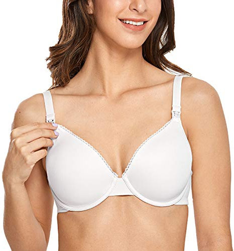 Gratlin Reggiseno Allattamento Donna Morbido Confortevole con Ferretto Imbottito Coppa Intera Bianco 6F