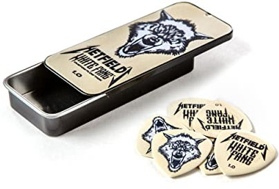 Jim Dunlop PH122T100 Hetfield's White Fang, Metalldose mit Gitarren-Flow-Plektren, 1 mm, personalisierbar