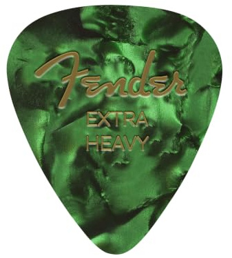 Fender® 351 Shape Classic Picks Celluloid Plectrums - Shape: 351 - Pack of 12 - Thickness: X-Heavy - Colour: Green Moto