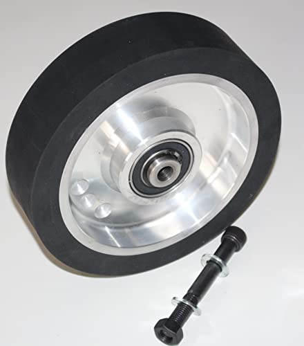 200 x 50 mm Rubber Contact Wheel Belt Sander Smooth Surface Aluminium Core - With 12 mm Shaft - Ready for Assembly